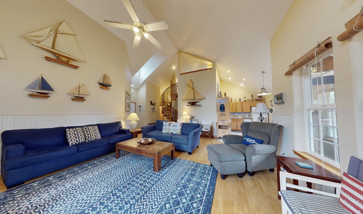 Matterport 3D virtual tour of a scanned vaulted living room — Portland, Oregon